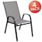 Flash Furniture 4PK Gray Outdoor Stack Chair w/ Flex Material 4-JJ-303C-G-GG - alternate 3